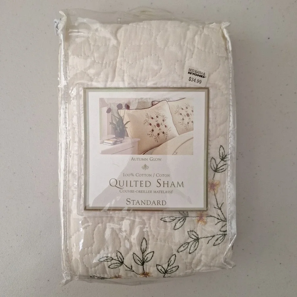 VTG Peking Handicraft 'Autumn Glow' Quilted Floral Sham Standard 100% Cotton NEW